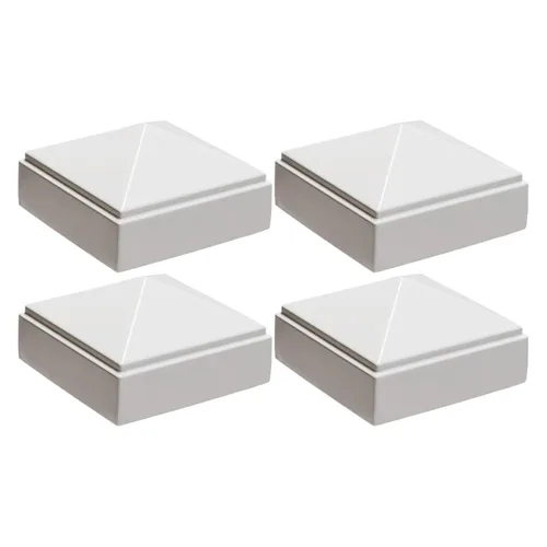 Vista 22 de Tapa de poste piramidal de aluminio de 2 x 2 pulgadas para postes de metal, ajuste a presión, color blanco con recubrimiento en polvo, resistente al