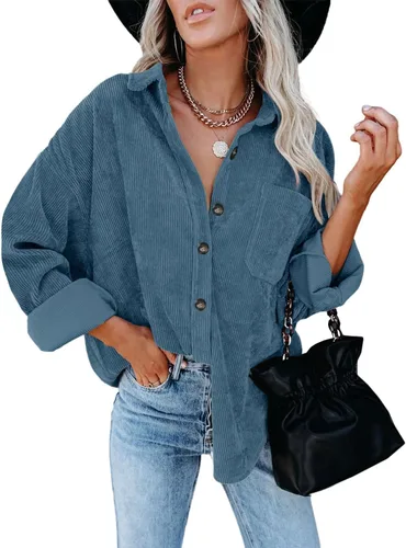 Vista 49 de ZOLUCKY Chaqueta de manga larga con botones para mujer, talla grande, blusas