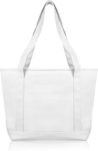 Vista 5 de DALIX Bolso de mano diario de algodón premium, Blanco, Talla única