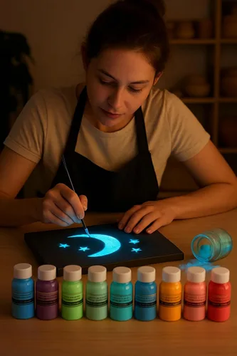 Vista 5 de Polvo que brilla en la oscuridad, 12 colores, tinte de resina epoxi, pigmento luminoso en polvo, seguro de larga duración para bellas artes, arte