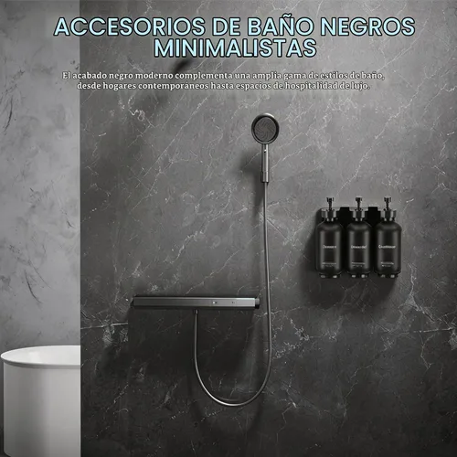 Vista 6 de Dispensador de champú y acondicionador, juego de 3 botellas montado