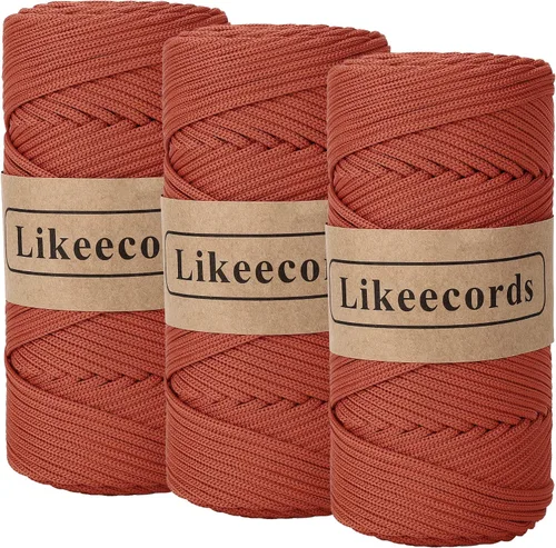 Vista 8 de Likeecords Cordón de macramé trenzado de poliéster de 0.157 in, 140 yardas, 426 pies, hilo elástico para bolsa de ganchillo para manualidades