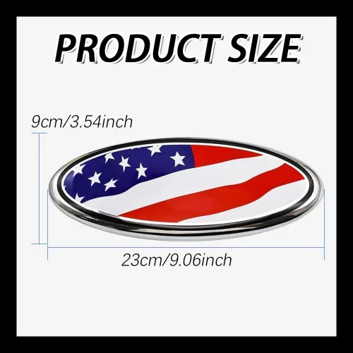 Vista 2 de Emblema para rejilla delantera y portón trasero del automóvil, emblema de superposición de bandera americana de 9 pulgadas, emblema de insignia