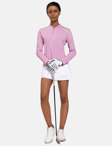 Vista 6 de BALEAF Camisetas de manga larga para mujer, tenis y golf, UPF 50+ con cremallera de 14, de secado rápido