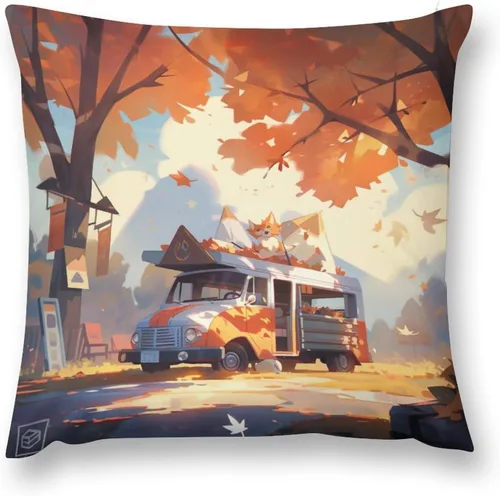 Vista 2 de Fundas de almohada para sofá de 12 x 12 pulgadas, diseño cuadrado de otoño y granja campestre, suave, estampado de doble cara, fundas decorativas
