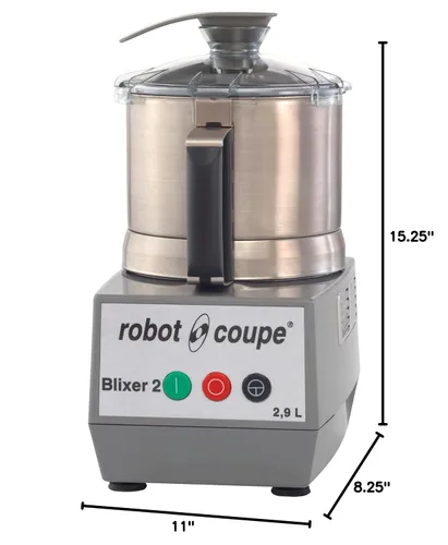 Vista 5 de Robot Coupe BLIXER2 Blixer - Batidora comercial vertical, 2.5 cuartos de galón - 2.9 litros, tazón de acero inoxidable y individual de alta