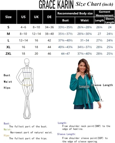 Vista 6 de GRACE KARIN 2023 - Blusa elegante de manga corta acampanada con cuello en V y lazo frontal para mujer