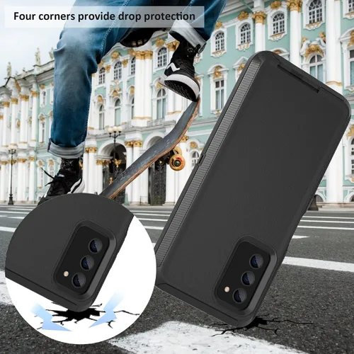 Vista 5 de Funda compatible con Samsung Galaxy A03s, con clip para cinturón, resistente, a prueba de golpes, protección de cuerpo completo para teléfono Negro