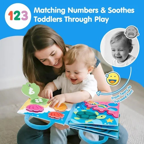 Vista 7 de hahaland Libro de actividades sensoriales Montessori para niños pequeños de 1 a 3 años, juguete de viaje para niños de 1, 2 y 3 años, juguete