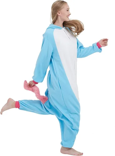 Vista 4 de SimZoo Pijama de animal para adultos, disfraz de cosplay de animales para hombres y mujeres, ropa de dormir unisex de una sola pieza
