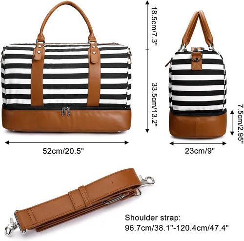 Vista 6 de Newshows Bolsa de viaje para mujer con manga para equipaje, Raya Negra (Black Stripe)), Newshows SM04V949A