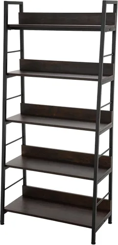 Vista 10 de Homdox Estantería de escalera de 5 niveles, estantería industrial de madera y metal, soporte para plantas y flores, estante de almacenamiento