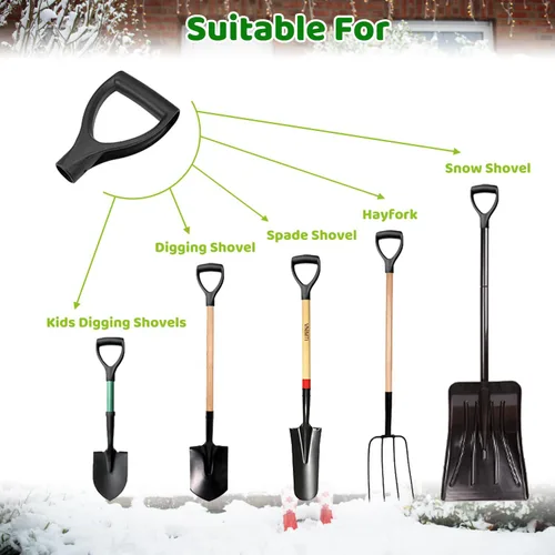 Vista 5 de MroMax Mango de agarre en D, 1-1/4 pulgadas de diámetro interior de 1.260 in, pala de nieve de PVC, mango de repuesto, accesorios de jardín, Negro