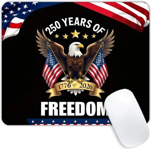Vista 9 de Alfombrilla de mouse personalizada con la bandera estadounidense vintage 1776, base de goma antideslizante, para computadoras, laptop, oficina