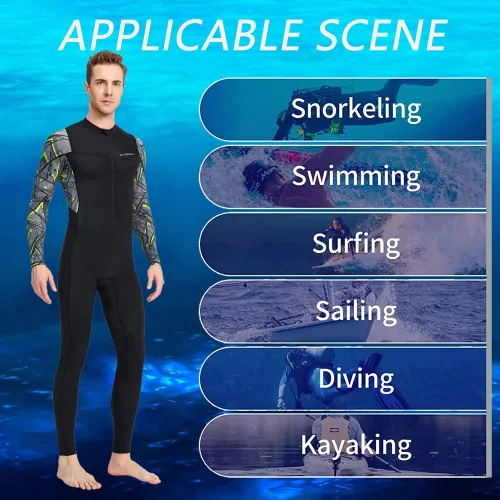 Vista 2 de Skins de buceo para mujeres y hombres, traje de baño de cuerpo completo, rashguard, piel de buceo, traje de neopreno delgado, de una pieza, manga