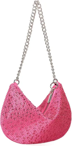 Vista 3 de DEXMAY - Bolso de hombro con diamantes de imitación para mujer, bolso de mano para fiesta de noche