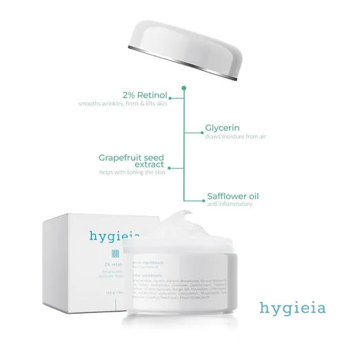 Vista 4 de Hygieia + Radiant Skin Duo - Crema de colágeno (4 onzas) y crema de retinol al 2% (4 onzas) - Restaura el brillo juvenil y reduce las arrugas