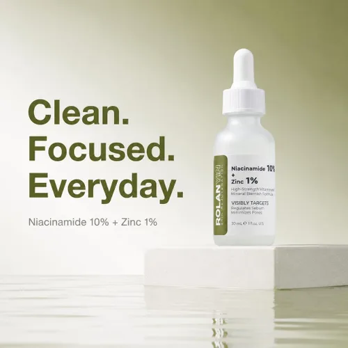 Vista 4 de ROLANYIN Suero facial de niacinamida 10% + zinc 1% para control de aceite y minimización de poros, tratamiento de imperfecciones hidratante calmante