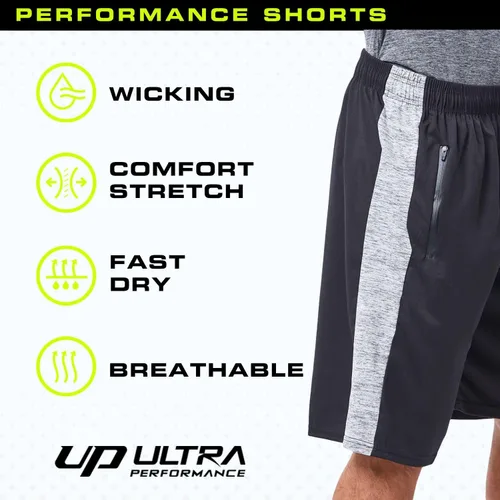 Vista 6 de Ultra Performance - Paquete de 5pantalones cortos deportivos para hombre con bolsillos de cremallera - Para correr, baloncesto y entrenamiento