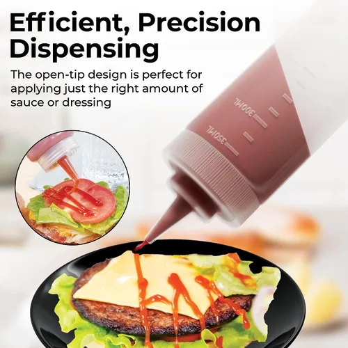 Vista 4 de Restaurantware - Botella Exprimible de Condimentos de 8 Onzas, 1 Botella Exprimible de Plástico con Tapa - Punta Dispensadora de Precisión