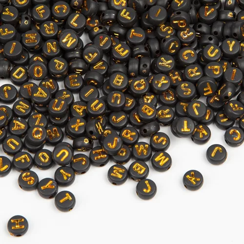 Vista 5 de 1000 cuentas acrílicas de letras del alfabeto de 0.157 x 0.274 pulgadas, cuentas redondas de letras acrílicas de la A a la Z, para hacer joyas