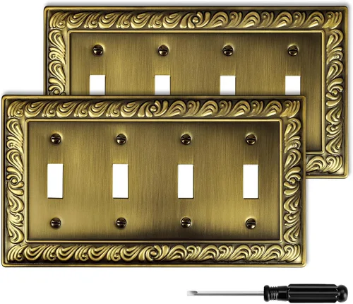 Vista 11 de Cubiertas Decorativas de Interruptor de Luz de Latón Antiguo Placas de Pared Placas de Interruptor Basculante Cubiertas de Enchufes