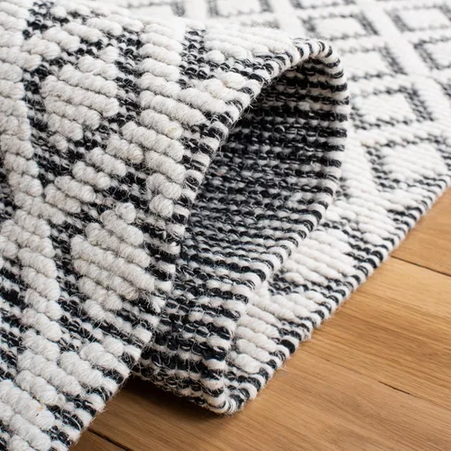Vista 7 de SAFAVIEH Vermont Collection - Alfombra decorativa de 2 pies 3 pulgadas x 4 pies, marfil y negro, lana hecha a mano, ideal para zonas de alto tráfico
