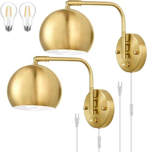 Vista 8 de VATONI Aplique de Pared Regulable Enchufable con Brazo Articulado, Luces de Pared con Cable de Enchufe y Interruptor de Perilla Regulador