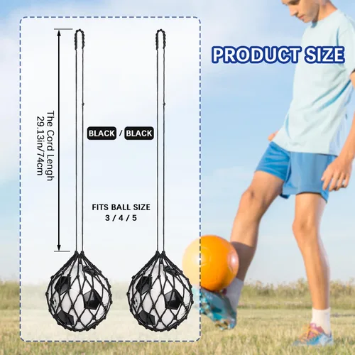 Vista 2 de TOBWOLF Football Kick Trainer, Soccer Return Trainer Net Fits Ball Size 3, 4, 5, Hands-Free Soccer Kick Throw Training Aid