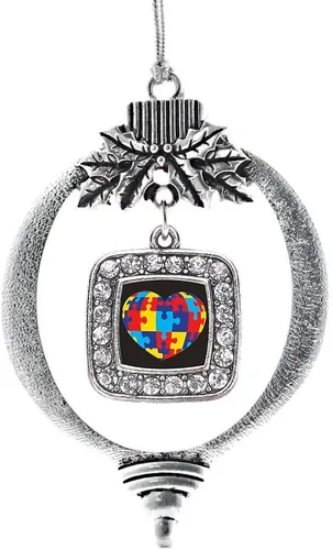 Vista 249 de Inspired Silver - Adorno con dije de reina de rodillo - Adornos navideños cuadrados de plata con joyas de circonita cúbica