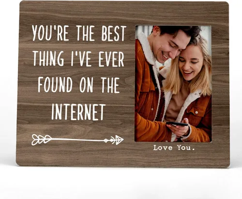 Vista 7 de FONDCANYON Marco de fotos con texto en inglés "You Are the Best Thing I've Ever Found on the Internet", marco de fotos para parejas, regalos