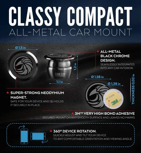 Vista 5 de Soporte Universal Magnético para Teléfono de Coche - Soporte de Coche de Metal Completo para Smartphone y GPS - Soporte para Teléfono Celular