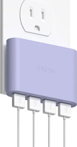 Vista 18 de iHome Cargador de pared USB delgado de 2 puertos, adaptador plano del enchufe del viaje del multipuerto Dual USB-A ports, 2.4A Rapid Charge