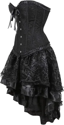 Vista 4 de Disfraz de cosplay punk de malla para mujer, corsé gótico, faja moldeadora, sexy, disponible en tallas grandes
