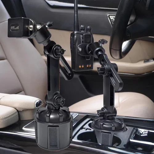 Vista 6 de HYS Portavasos Walkie Talkie Clip Mount, portavasos de mano para radio de coche [seguro y estable] Portavasos Radio de 2 vías, soporte para radio