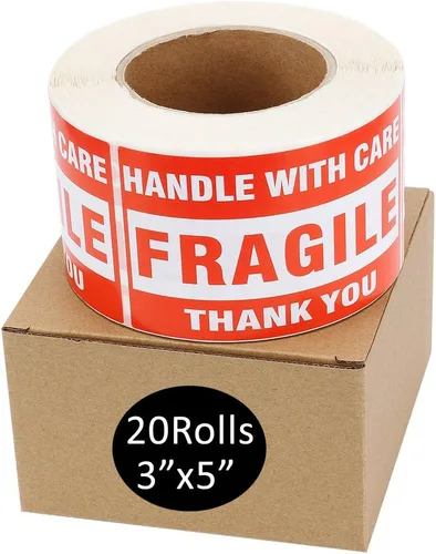 Vista 8 de MFLABEL 1 rollo de cintas frágiles – mango de 2 x 3 pulgadas con calcomanías de cuidado – 500 rollos de etiquetas de envío de agradecimiento