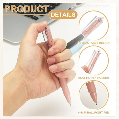 Vista 3 de PATIKIL Paquete de 12 bolígrafos retráctiles de 0.020 in, bolígrafos de tinta de gel negra, bolígrafo retráctil, punta fina, escritura suave, lindos