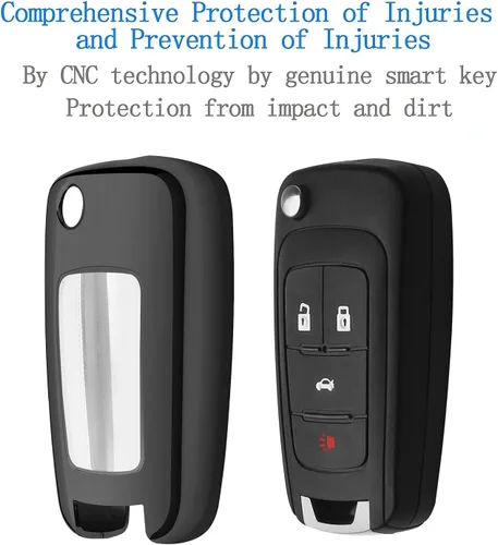 Vista 5 de Tukellen Funda para llavero Chevrolet de alta calidad, TPU suave, protección completa, compatible con Chevy Camaro, Cruze, Impala, Equinox, Volt