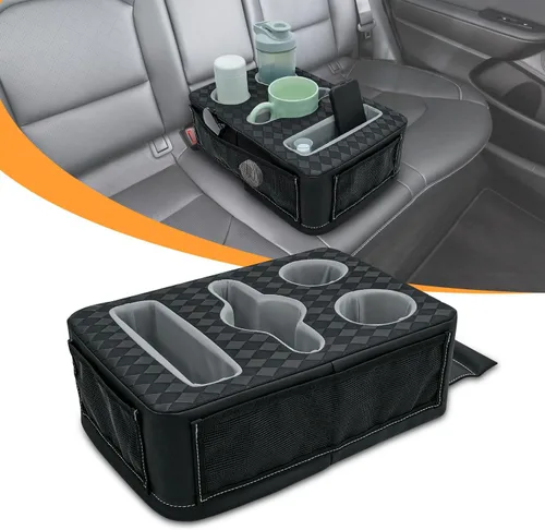 Vista 10 de Portavasos de Consola Central, Caja de Almacenamiento Universal para Reposabrazos de Automóvil con Portabotellas y Ranura para Pañuelos y Bolsillos