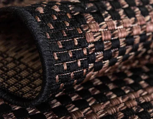 Vista 6 de Unique Loom - Tapete para exteriores de la colección Border, cuadriculado (2.2 pies x 3.1 pies, rectangular, color marrón/negro)