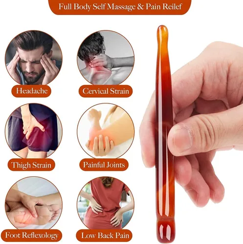 Vista 5 de Herramienta de masaje manual de ágata roja con punta de gatillo de jade para masaje de punta de presión de reflexología, herramienta para masaje