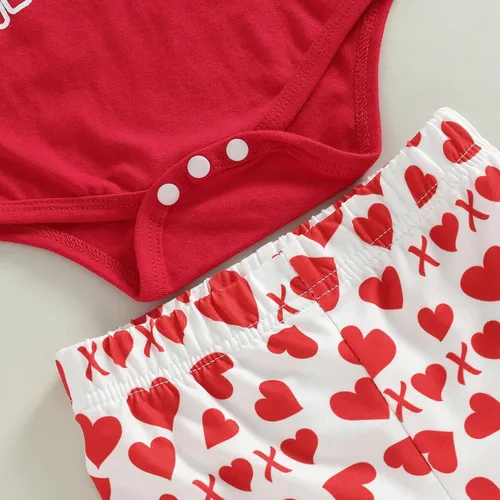 Vista 26 de FIOMVA Conjunto de ropa de 3 piezas con estampado de corazón para bebé recién nacida, para el día de San Valentín
