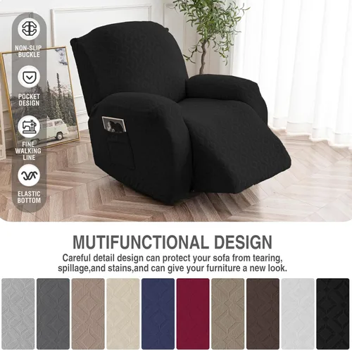 Vista 111 de Gennia Funda Impermeable para Silla Reclinable, Fundas Elásticas para Sofá Reclinable con Bolsillos, Fundas Lavables para Silla Reclinable Lazy Boy