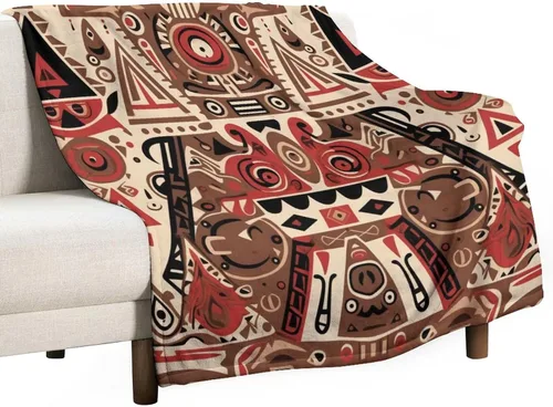 Vista 39 de Mantas de franela con patrón artístico rojo, beige, marrón oscuro, manta de franela de pintura al óleo abstracta de 30 x 40 pulgadas para sofá, cama