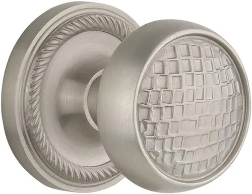 Vista 4 de Nostalgic Roseta de cuerda de almacén con perilla artesanal, mortaja - 2.25", bronce atemporal