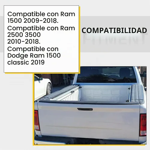 Vista 2 de Tapa de moldeo para alerón de puerta trasera Compatible con Ram 1500 2500 3500 Classic 2009-2019 Protector superior Reemplazo para CH1909100