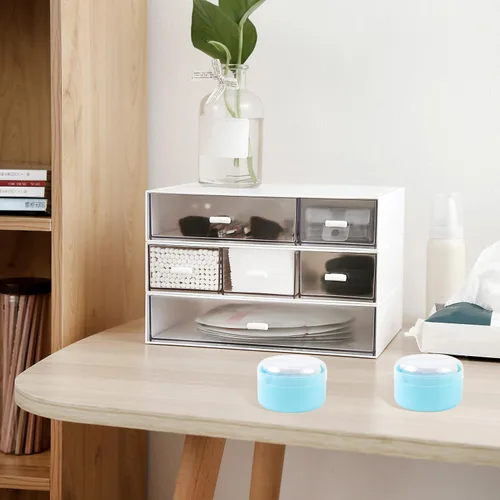 Vista 6 de 2 unidades de soplo de polvo de cuerpo grande y recipiente con tamiz para bebé después del baño, estuche de polvo vacío de talco para mujeres, Azul