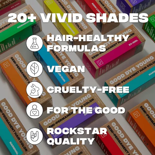 Vista 5 de Good Dye Young - Tinte semipermanente para el cabello, vegano y libre de crueldad, color azul, dura hasta 24 lavados, coloración capilar
