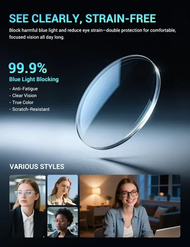 Vista 7 de TIJN Olisa Blue Light Blocking Glasses for Women Men,Oval Glasses Frame Bluelight Glasses for GamingComputerScreen