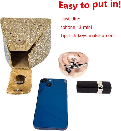 Vista 4 de Bolso de noche único con diamantes de imitación para mujer, bolso de mano triangular